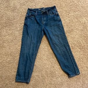 Size 2 Old Navy High Rise Slouchy Straight Blue Jeans